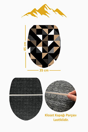 Modern Desenli Dijital Baskı 3’lü Banyo Paspas Takımı Yıkanabilir Kaymaz Tabanlı Klozet Takımı KLZ0016