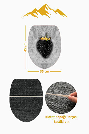 Modern Desenli Dijital Baskı 3’lü Banyo Paspas Takımı Yıkanabilir Kaymaz Tabanlı Klozet Takımı KLZ0017