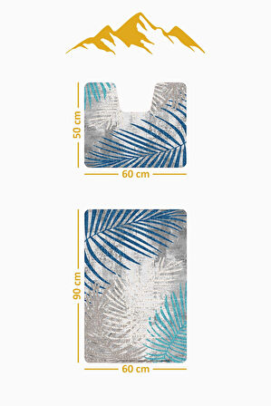 Modern Desenli Dijital Baskı 3’lü Banyo Paspas Takımı Yıkanabilir Kaymaz Tabanlı Klozet Takımı KLZ0023