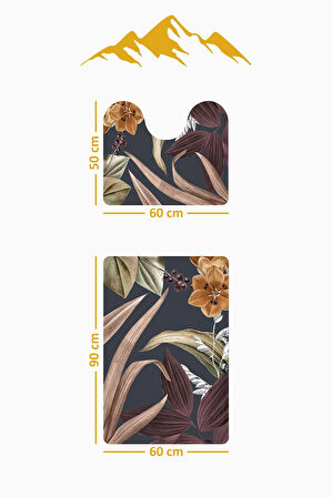 Modern Desenli Dijital Baskı 3’lü Banyo Paspas Takımı Yıkanabilir Kaymaz Tabanlı Klozet Takımı KLZ0024