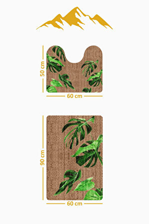 Modern Desenli Dijital Baskı 3’lü Banyo Paspas Takımı Yıkanabilir Kaymaz Tabanlı Klozet Takımı KLZ0025