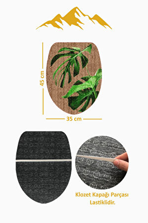 Modern Desenli Dijital Baskı 3’lü Banyo Paspas Takımı Yıkanabilir Kaymaz Tabanlı Klozet Takımı KLZ0025