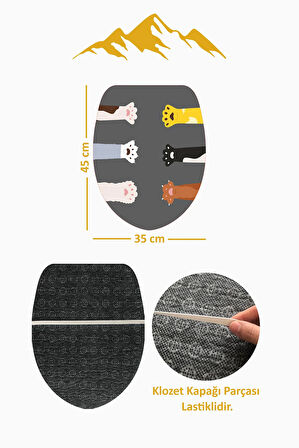 Modern Desenli Dijital Baskı 3’lü Banyo Paspas Takımı Yıkanabilir Kaymaz Tabanlı Klozet Takımı KLZ0027