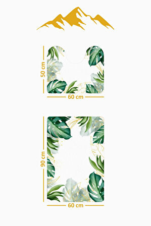 Modern Desenli Dijital Baskı 3’lü Banyo Paspas Takımı Yıkanabilir Kaymaz Tabanlı Klozet Takımı KLZ0028