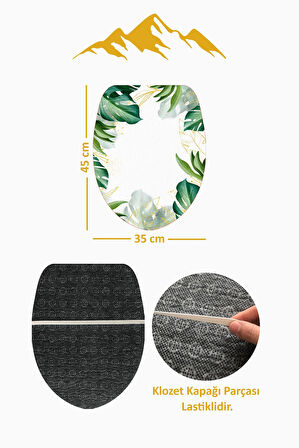 Modern Desenli Dijital Baskı 3’lü Banyo Paspas Takımı Yıkanabilir Kaymaz Tabanlı Klozet Takımı KLZ0028