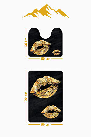 Modern Desenli Dijital Baskı 3’lü Banyo Paspas Takımı Yıkanabilir Kaymaz Tabanlı Klozet Takımı KLZ0029