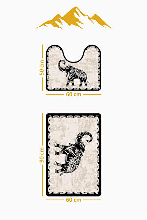 Modern Desenli Dijital Baskı 3’lü Banyo Paspas Takımı Yıkanabilir Kaymaz Tabanlı Klozet Takımı KLZ0030