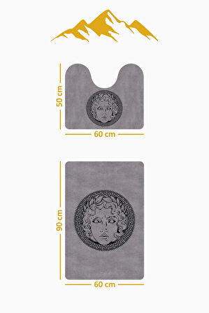 Modern Desenli Dijital Baskı 3’lü Banyo Paspas Takımı Yıkanabilir Kaymaz Tabanlı Klozet Takımı KLZ0033