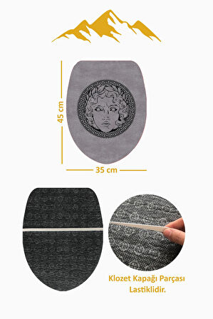 Modern Desenli Dijital Baskı 3’lü Banyo Paspas Takımı Yıkanabilir Kaymaz Tabanlı Klozet Takımı KLZ0033