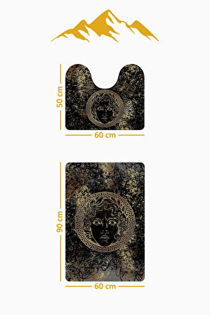 Modern Desenli Dijital Baskı 3’lü Banyo Paspas Takımı Yıkanabilir Kaymaz Tabanlı Klozet Takımı KLZ0036