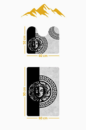 Modern Desenli Dijital Baskı 3’lü Banyo Paspas Takımı Yıkanabilir Kaymaz Tabanlı Klozet Takımı KLZ0037