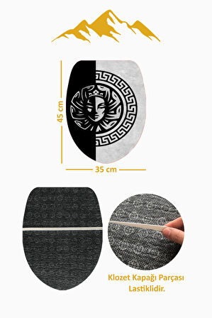 Modern Desenli Dijital Baskı 3’lü Banyo Paspas Takımı Yıkanabilir Kaymaz Tabanlı Klozet Takımı KLZ0037