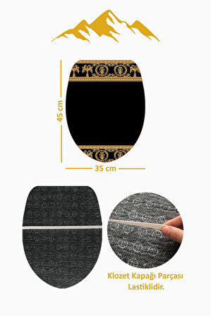 Modern Desenli Dijital Baskı 3’lü Banyo Paspas Takımı Yıkanabilir Kaymaz Tabanlı Klozet Takımı KLZ0038