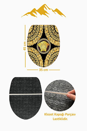 Modern Desenli Dijital Baskı 3’lü Banyo Paspas Takımı Yıkanabilir Kaymaz Tabanlı Klozet Takımı KLZ0041