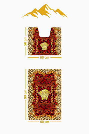 Modern Desenli Dijital Baskı 3’lü Banyo Paspas Takımı Yıkanabilir Kaymaz Tabanlı Klozet Takımı KLZ0042