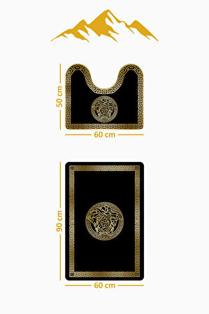 Modern Desenli Dijital Baskı 3’lü Banyo Paspas Takımı Yıkanabilir Kaymaz Tabanlı Klozet Takımı KLZ0043