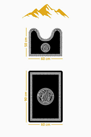 Modern Desenli Dijital Baskı 3’lü Banyo Paspas Takımı Yıkanabilir Kaymaz Tabanlı Klozet Takımı KLZ0044