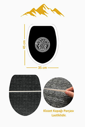 Modern Desenli Dijital Baskı 3’lü Banyo Paspas Takımı Yıkanabilir Kaymaz Tabanlı Klozet Takımı KLZ0044