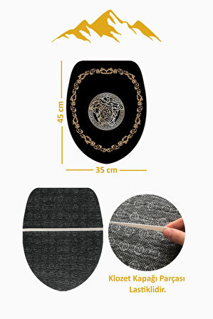 Modern Desenli Dijital Baskı 3’lü Banyo Paspas Takımı Yıkanabilir Kaymaz Tabanlı Klozet Takımı KLZ0046