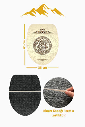 Modern Desenli Dijital Baskı 3’lü Banyo Paspas Takımı Yıkanabilir Kaymaz Tabanlı Klozet Takımı KLZ0049