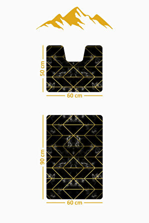 Modern Desenli Dijital Baskı 3’lü Banyo Paspas Takımı Yıkanabilir Kaymaz Tabanlı Klozet Takımı KLZ0050