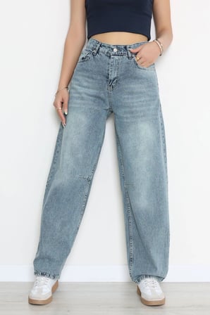 Modi Green Tokalı Baggy Kot Pantolon Açıkmavi - 32950.2059.