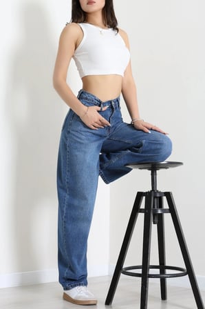 Modi Green Tokalı Baggy Kot Pantolon Mavi - 32993.2088.