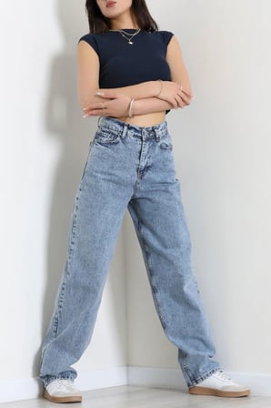 Modi Green Tokalı Baggy Kot Pantolon Buzmavi - 32993.2088.