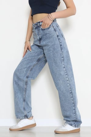 Modi Green Tokalı Baggy Kot Pantolon Buzmavi - 32993.2088.