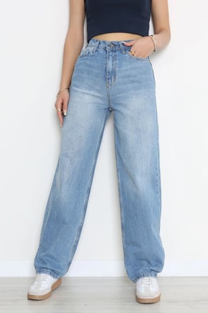 Modi Green Tokalı Baggy Kot Pantolon Gökmavisi - 32993.2088.
