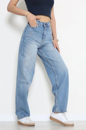 Modi Green Tokalı Baggy Kot Pantolon Gökmavisi - 32993.2088.