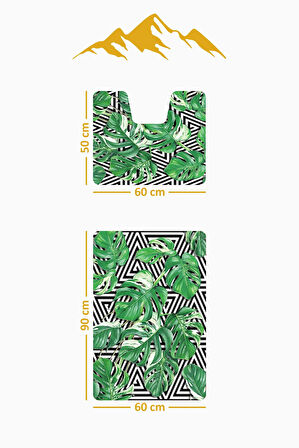 Modern Desenli Dijital Baskı 3’lü Banyo Paspas Takımı Yıkanabilir Kaymaz Tabanlı Klozet Takımı KLZ0051