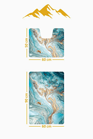 Modern Desenli Dijital Baskı 3’lü Banyo Paspas Takımı Yıkanabilir Kaymaz Tabanlı Klozet Takımı KLZ0052