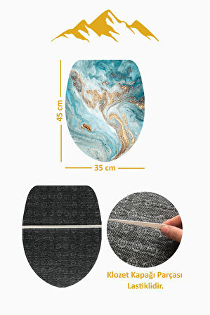 Modern Desenli Dijital Baskı 3’lü Banyo Paspas Takımı Yıkanabilir Kaymaz Tabanlı Klozet Takımı KLZ0052