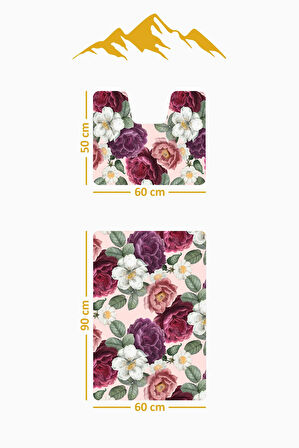 Modern Desenli Dijital Baskı 3’lü Banyo Paspas Takımı Yıkanabilir Kaymaz Tabanlı Klozet Takımı KLZ0053