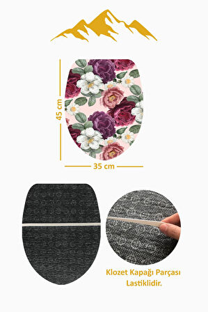 Modern Desenli Dijital Baskı 3’lü Banyo Paspas Takımı Yıkanabilir Kaymaz Tabanlı Klozet Takımı KLZ0053