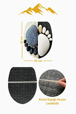 Modern Desenli Dijital Baskı 3’lü Banyo Paspas Takımı Yıkanabilir Kaymaz Tabanlı Klozet Takımı KLZ0054