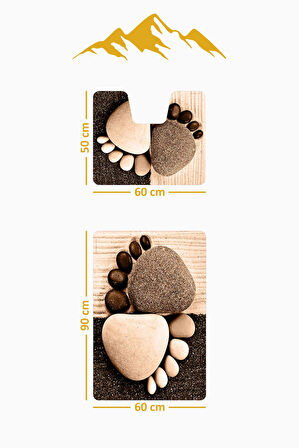 Modern Desenli Dijital Baskı 3’lü Banyo Paspas Takımı Yıkanabilir Kaymaz Tabanlı Klozet Takımı KLZ0055