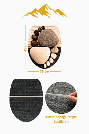 Modern Desenli Dijital Baskı 3’lü Banyo Paspas Takımı Yıkanabilir Kaymaz Tabanlı Klozet Takımı KLZ0055