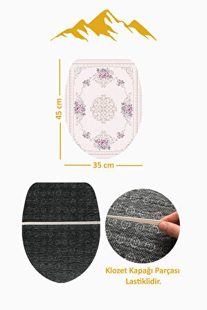 Modern Desenli Dijital Baskı 3’lü Banyo Paspas Takımı Yıkanabilir Kaymaz Tabanlı Klozet Takımı KLZ0056