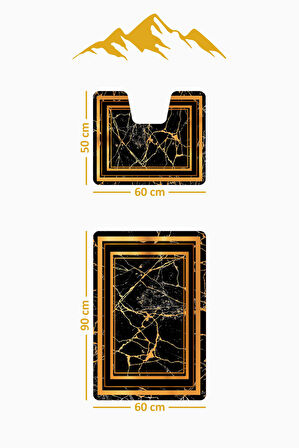 Modern Desenli Dijital Baskı 3’lü Banyo Paspas Takımı Yıkanabilir Kaymaz Tabanlı Klozet Takımı KLZ0058