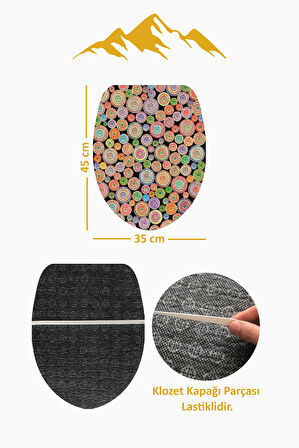 Modern Desenli Dijital Baskı 3’lü Banyo Paspas Takımı Yıkanabilir Kaymaz Tabanlı Klozet Takımı KLZ0059