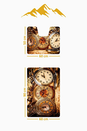 Modern Desenli Dijital Baskı 3’lü Banyo Paspas Takımı Yıkanabilir Kaymaz Tabanlı Klozet Takımı KLZ0063