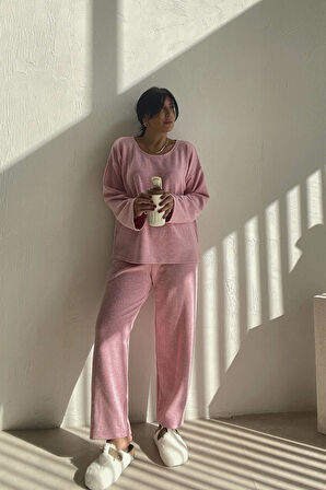 Pembe Örme Yumoş Takım