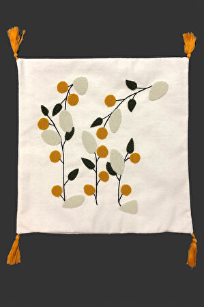 Nakışlı Püsküllü Dekoratif Kırlent Kılıfı Takımı (4 Parça - 43x43 cm) NKK005