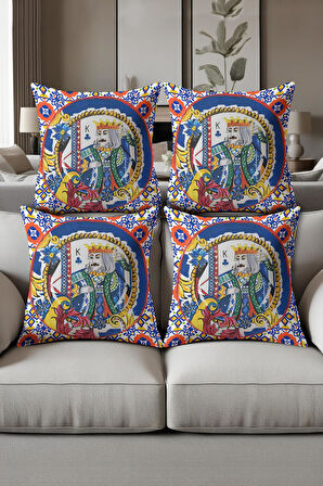 Dijital Baskılı Yumuşak Dokulu 4’lü Kırlent Kılıfı Takımı (43x43 cm) KRL0065