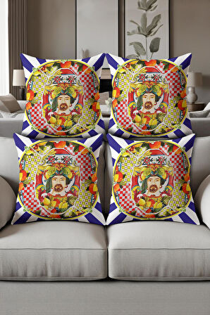 Dijital Baskılı Yumuşak Dokulu 4’lü Kırlent Kılıfı Takımı (43x43 cm) KRL0068