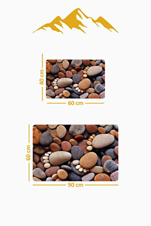 Yıkanabilir Kaymaz Tabanlı Modern Desenli 2'li Banyo Paspas Takımı BPS0005