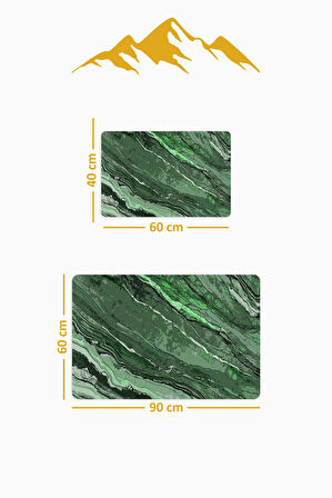 Yıkanabilir Kaymaz Tabanlı Modern Desenli 2'li Banyo Paspas Takımı BPS0007