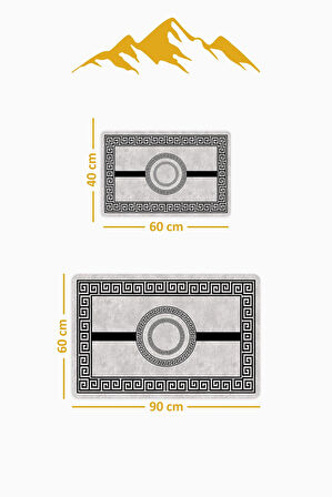 Yıkanabilir Kaymaz Tabanlı Modern Desenli 2'li Banyo Paspas Takımı BPS0008